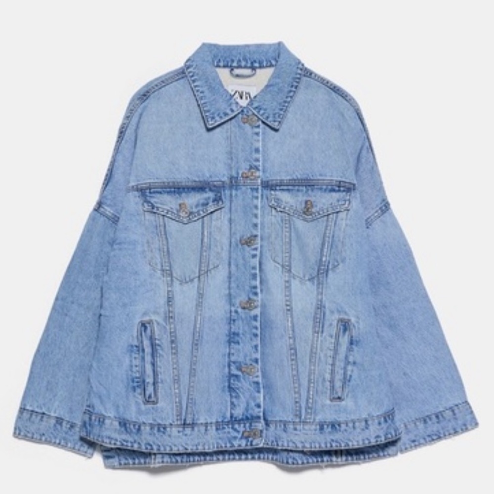 NWT Zara Oversize Denim Jacket w/ Faux Shearling - Picture 5 of 16